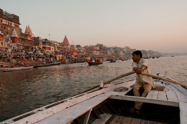 Varanasi - riding a boat on the Ganges